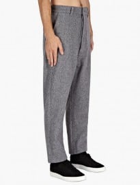 Ami Mens Grey Felt Wool Trousers
