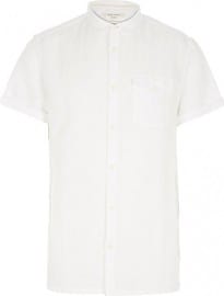 River Island White Linen-blend Short Sleeve Shirt