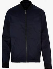 River Island Navy Blue Casual Contrast Neck Bomber Jacket
