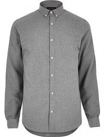 River Island Grey Flannel Long Sleeve Shirt