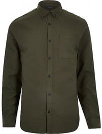 River Island Green Flannel Long Sleeve Shirt