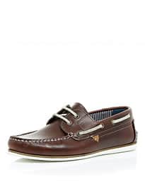 River Island Brown Leather Boat Shoes