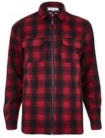 River Island Red Check Zip Through Shirt Jacket