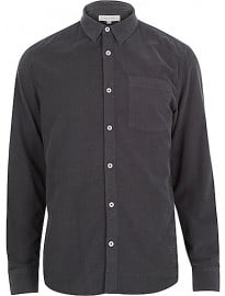 River Island Grey Cord Long Sleeve Shirt