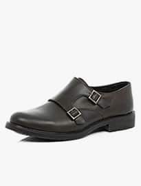 River Island Brown Leather Chunky Sole Monk Strap Shoes