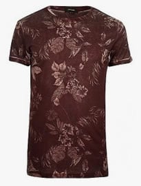 River Island Rust Floral Washed Print T-shirt