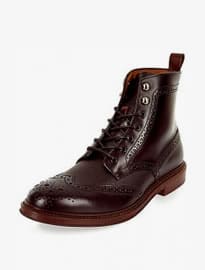 River Island Dark Red Leather Lace-up Wingtip Boots