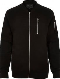 River Island Black Zip Sleeve Bomber Jacket