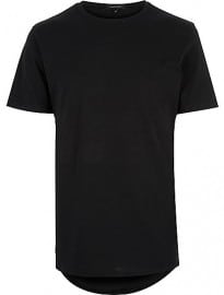 River Island Black Elongated Curved Hem T-shirt