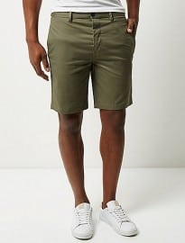 River Island Green Slim Fit Chino Shorts