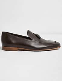 River Island Dark Brown Leather Tassel Formal Loafers
