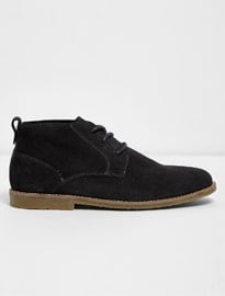 River Island Dark Grey Wide Fit Suede Desert Boots