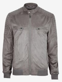 River Island Grey Faux Suede Racer Jacket