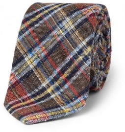 Drakes Slim Check Melange Woven Tie