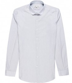 Reiss Gatlin Plain Collar Stripe Shirt White