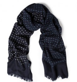 Drakes Polka-dot Wool And Silk-blend Scarf