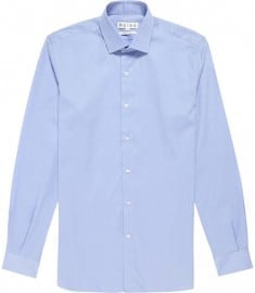 Reiss Driver Twill Cotton Shirt Blue