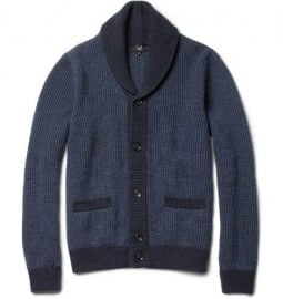Dunhill Ribbed Shawl-collar Wool Cardigan