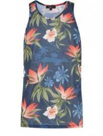 New Look Navy Tropical Print Sleeveless Vest