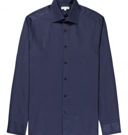 Reiss Ecuador Long Sleeve Dobby Detail Shirt Navy