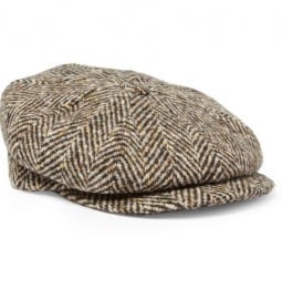 Lock & Co Hatters Herrringbone Wool Flat Cap