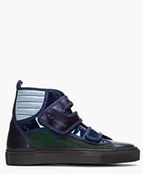 Raf Simons // Blue And Green Metallic Velcro High-tops