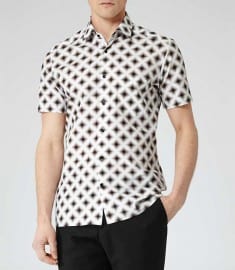 Reiss Concorde Diamond Print Shirt White