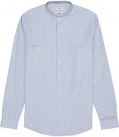 Reiss Baychester Collarless Shirt Blue