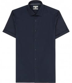 Reiss Crossfire Short Sleeve Stretch Shirt Navy