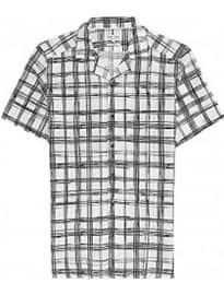 Reiss Beluga Checked Cuban Collar Shirt White