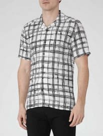Reiss Beluga Checked Cuban Collar Shirt White