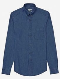 Reiss Royce Washed Denim Shirt Indigo