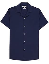 Reiss Falcon Cuban-collar Shirt Navy