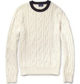 Faconnable Cable-knit Cotton And Cashmere-blend Sweater