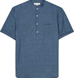 Reiss Sunrise Short Sleeve Linen End On End Shirt Blue
