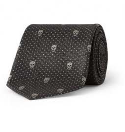 Alexander Mcqueen Skull-patterned Woven-silk Tie