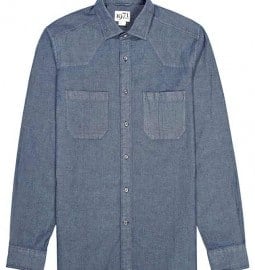 Reiss Zackery Long Sleeve Denim Look Shirt Blue