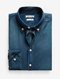 He By Mango Slim-fit Dark Wash Denim Shirt