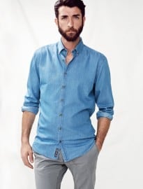 He By Mango Slim-fit Chambray Shirt