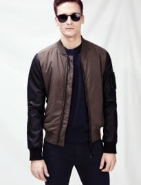 He By Mango Contrast Sleeve Bomber Jacket