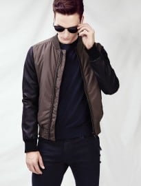 He By Mango Contrast Sleeve Bomber Jacket