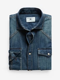 He By Mango Classic-fit Dark Denim Shirt