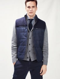 He By Mango Cable-knit Panel Reversible Gilet