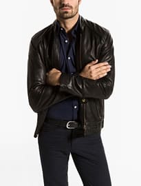 Black Leather Jacket With Perforations