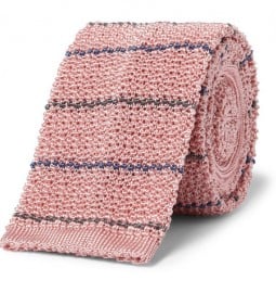 Alfred Dunhill Striped Knitted Mulberry Silk Tie