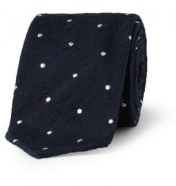Drakes Swiss-dot Slub Silk Tie