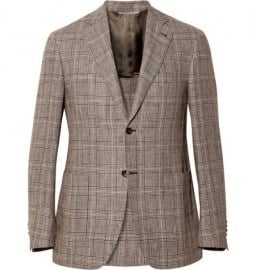 Canali Kei Houndstooth Check Linen Blazer