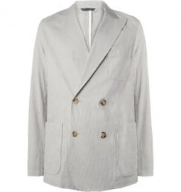 Richard James Unstructured Cotton-blend Seersucker Blazer