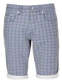 Topman Blue Denim Check Shorts