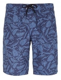 Topman Blue Pattern Swim Board Shorts
